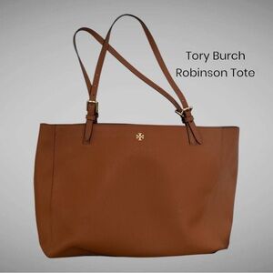 Tory Burch Brown Saffiano Robinson Tote